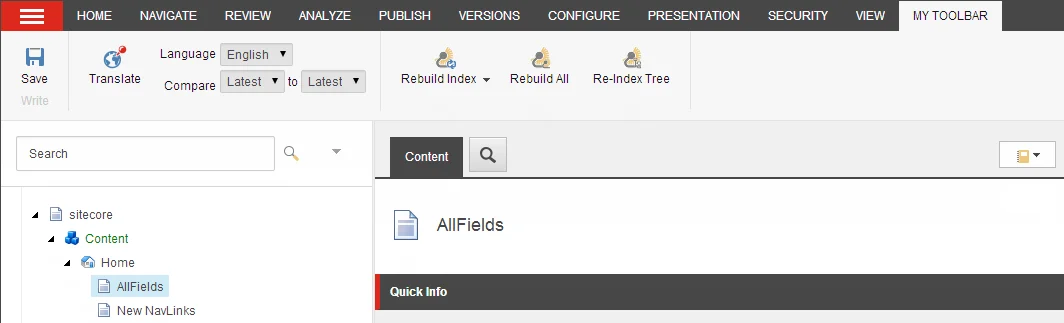 The My Toolbar tab The My Toolbar tab
