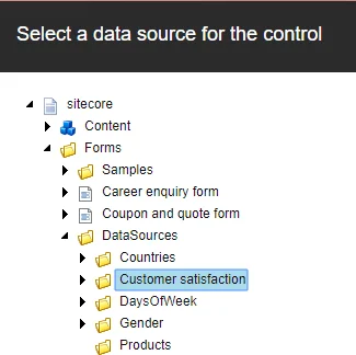 Select a data source for the control.