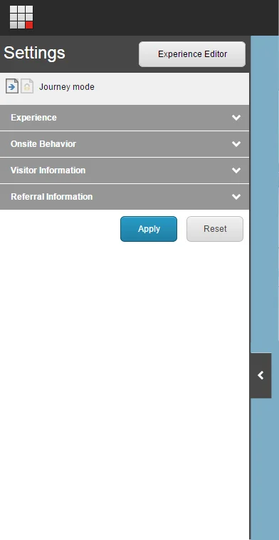 The Settings panel