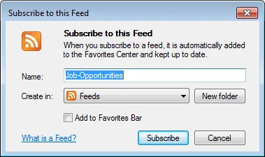 The Subscribe to this Feed dialog box The Subscribe to this Feed dialog box