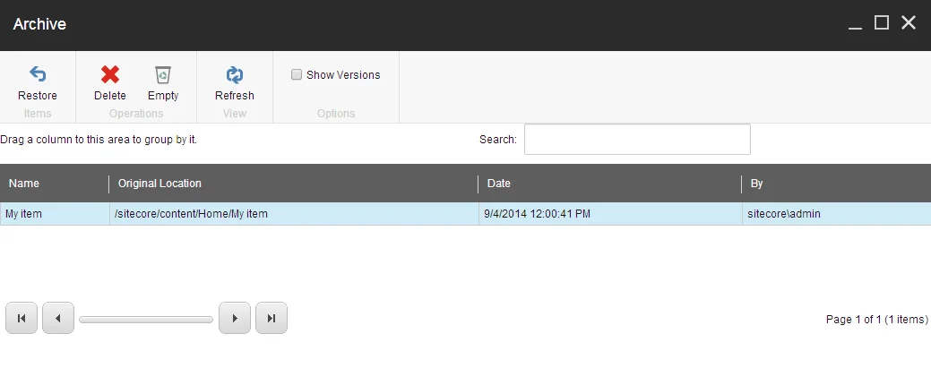 The Archive dialog box