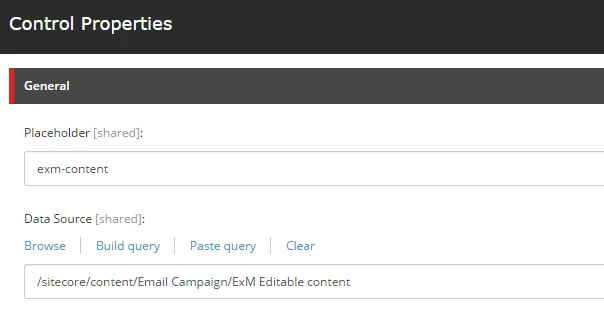 Control Properties dialog box, General section.