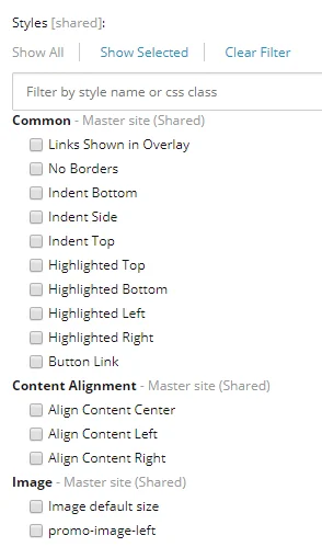 Master site styles example.