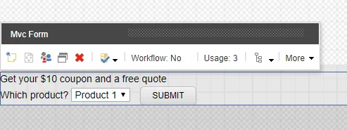 Example of the form on the page