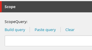 Navigate to site/settings and in the Scope section in the ScopeQuery field click Paste Query.