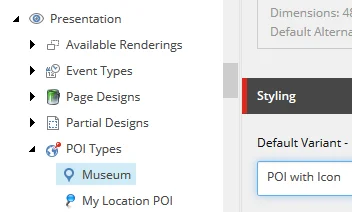 Select the default variant for the POI type Select the default variant for the POI type
