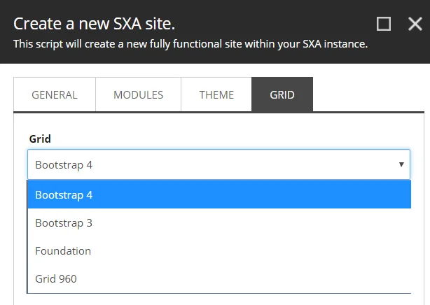 On the Grid tab you select one of the four available grid systems On the Grid tab you select one of the four available grid systems